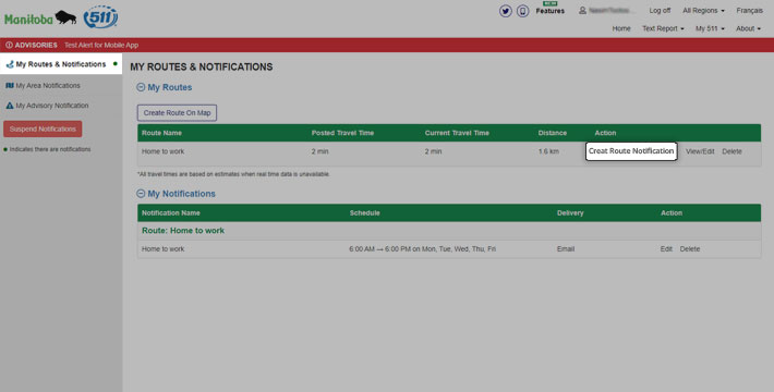 Creating alert for your route
