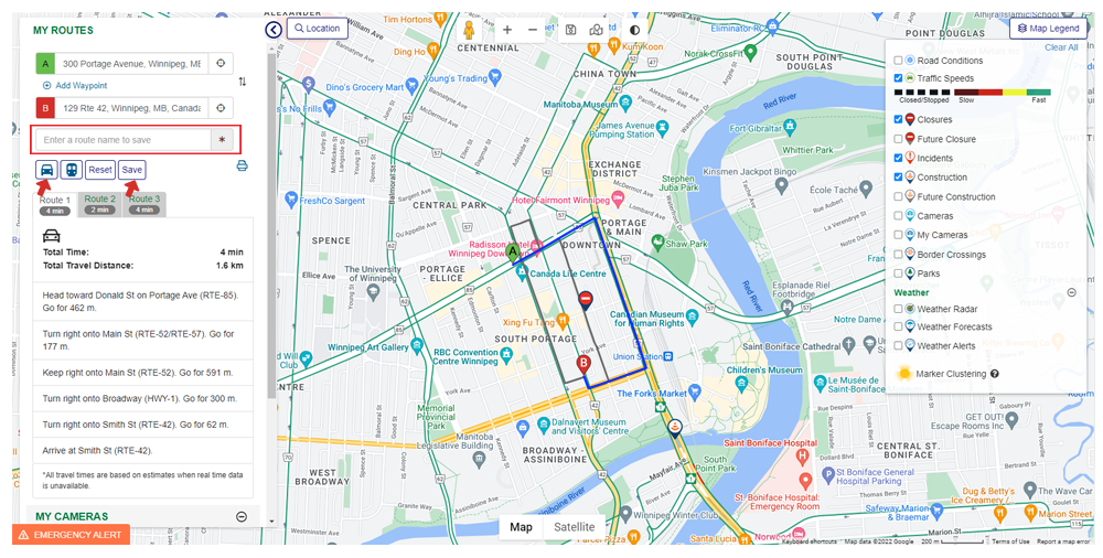 Creating and saving Route