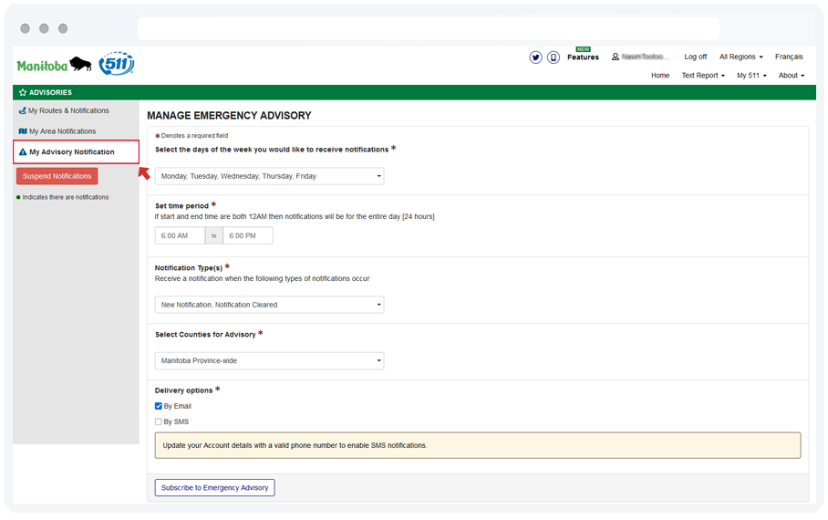 Creating Advisory Notification