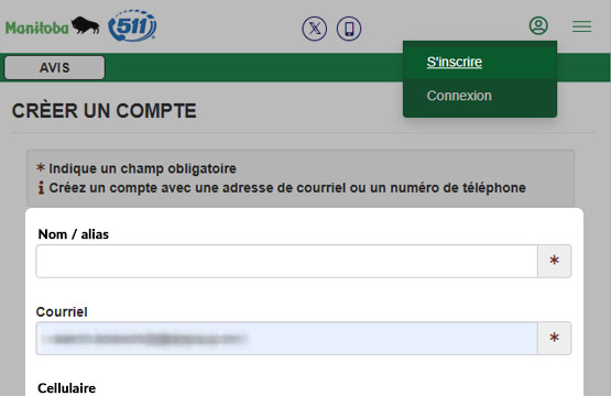 S’inscrire à Manitoba 511